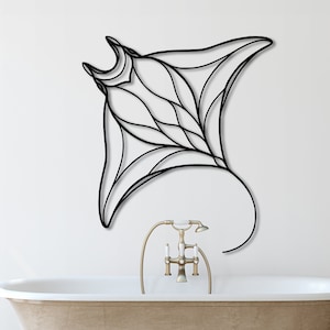 Elegant Manta Ray Metal Wall Art / Stingray Ocean Inspired Decor / Coastal Beach House Decor / Stingray Lovers Gift / Christmas Gift