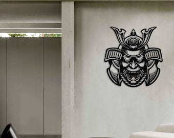 Arte mural de metal de guerrero samurái: decoración japonesa, regalo de San Valentín