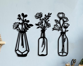 3 Piece Metal Flower Wall Art: Spring Floral Decor