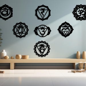7 Chakra Symbols Metal Wall Art / Zen Meditation Decor Set