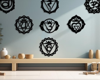 7 Chakra Symbols Metal Wall Art / Zen Meditation Decor Set