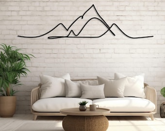 Mountain Line Decor / Minimalist Mountain Metal Wall Art / Modern Hill Silhouette