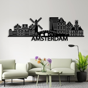 Amsterdam Stadtansicht Metallbild - Moderne Silhouette