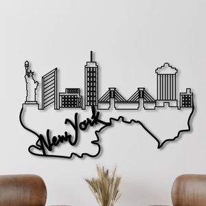 New York City Metal Silhouette: Modern City Wall Art Decor, USA City Lanscape Wall Art