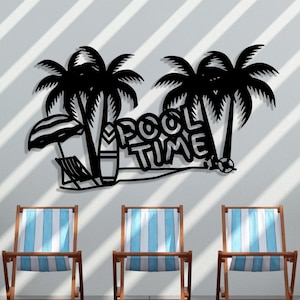 Pool Time Metal Wall Sign / Summer Season Metal Wall Decor / Summer Patio Sign Custom Swimming Pool / Summer Panel / Poolside Vibes