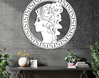 Medusa Metal Wall Art /  Hellenic Cameo Round Silhouette