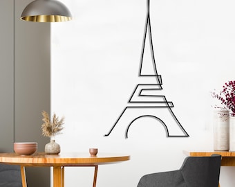 Eiffel Tower Metal Wall Art / Minimalist Paris Line Sculpture