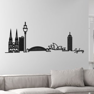 Sydney City Metal Silhouette Wall Deco, Sydney City Landscape, City Map, City Metal Wall Art, Sydney City Skyline Metal Deco, Valentine Gift