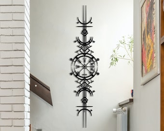 Vegvisir Viking Compass Metal Wall Art - Wayfinder  Norse Rune Decor