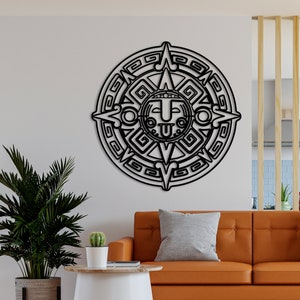 Aztec Antique Mexican Solar Calendar Wall Art, Aztec Sundial Metal Wall Decoration, Ancient Mexico's Solar Calendar Artwork, Graduation gift