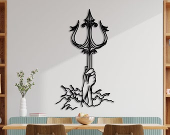 Poseidon Trident Metal Wall Art: Medusa Home Decor
