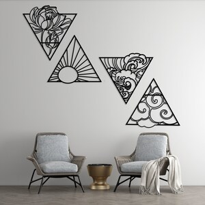 Four Elements Metal Wall Art: Fire, Water, Air, Earth Signs