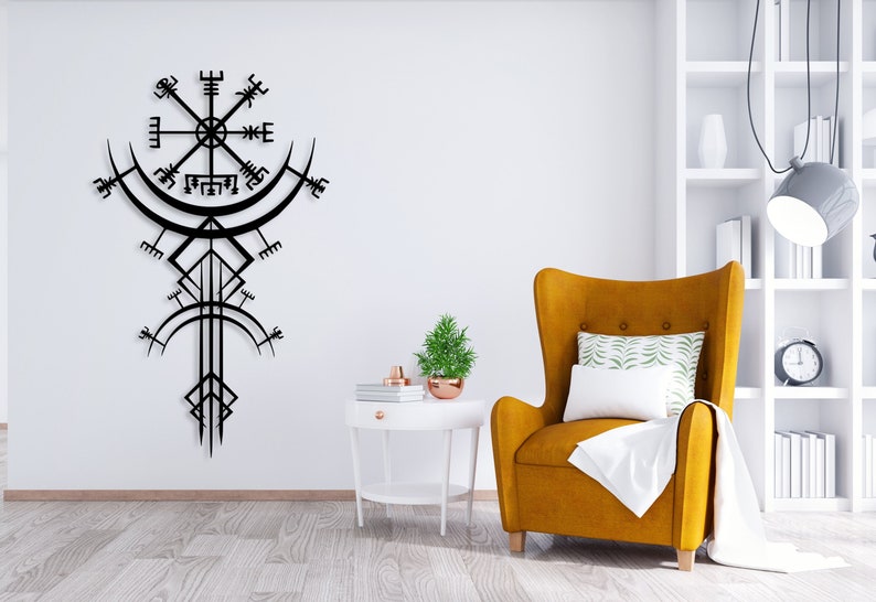 Viking Compass Wall Decor Vegvisir Metal Wall Art Viking Etsy
