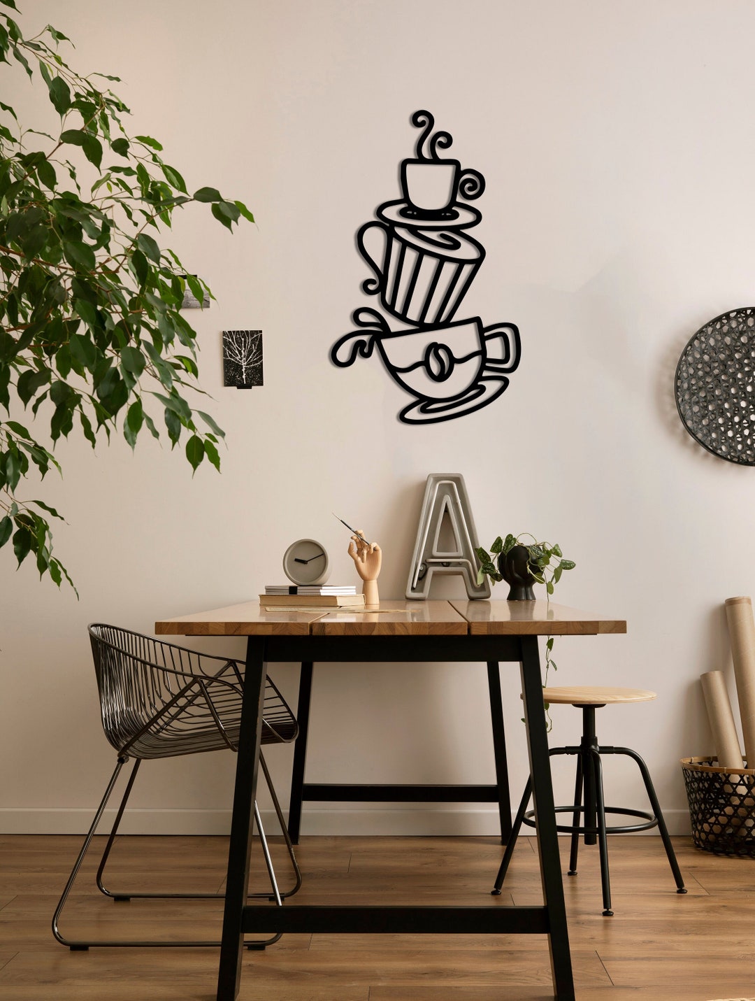 Coffee Cups Metal Wall Decor , Coffee Cups Metal Wall Art , Metal Wall