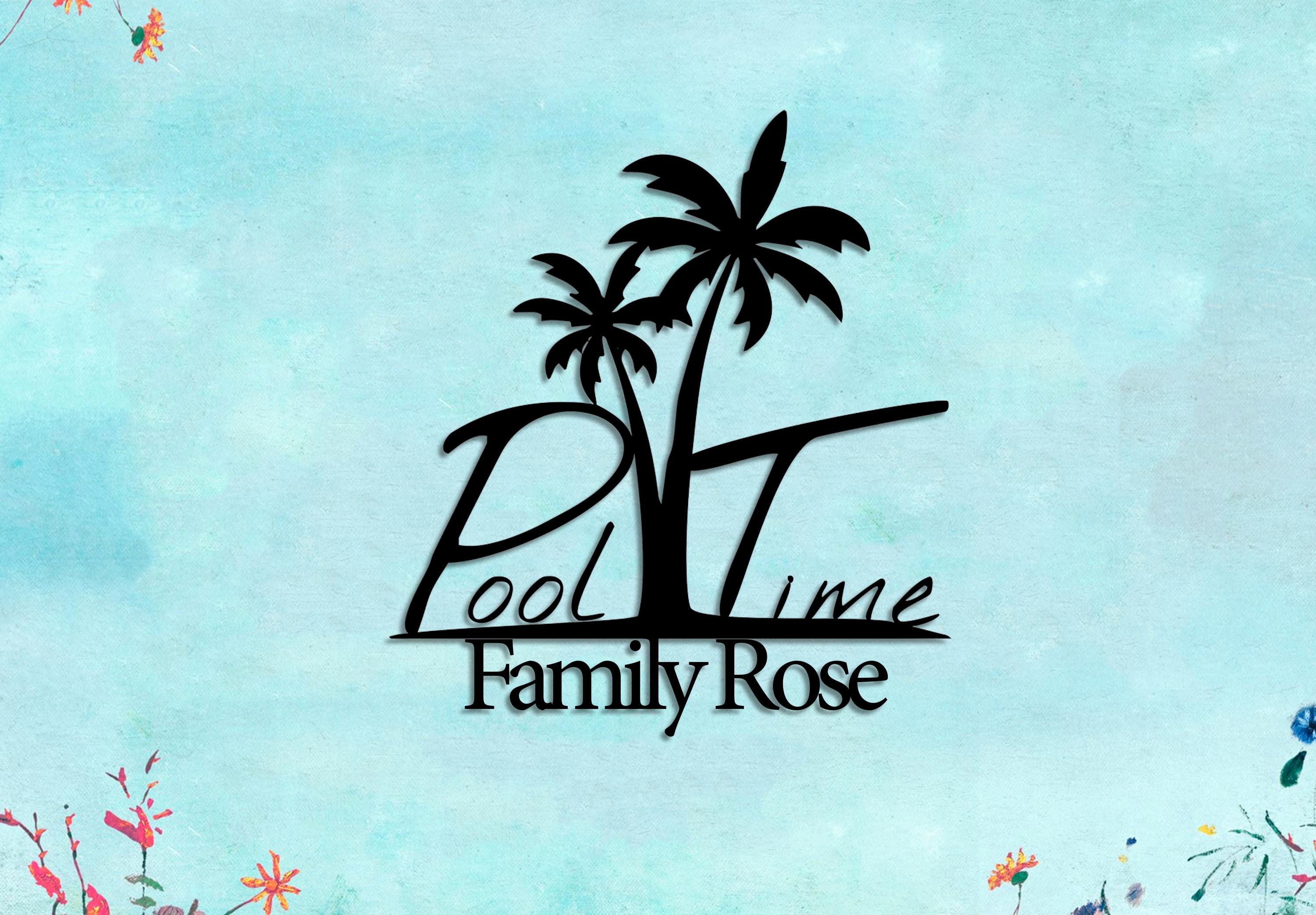 Personalize Pool Time Metal Wall Sign / Custom Swimming Pool Gift / Palm Pool Wall Decor / Custom Poolside Vibes / Family Pool Art Gift