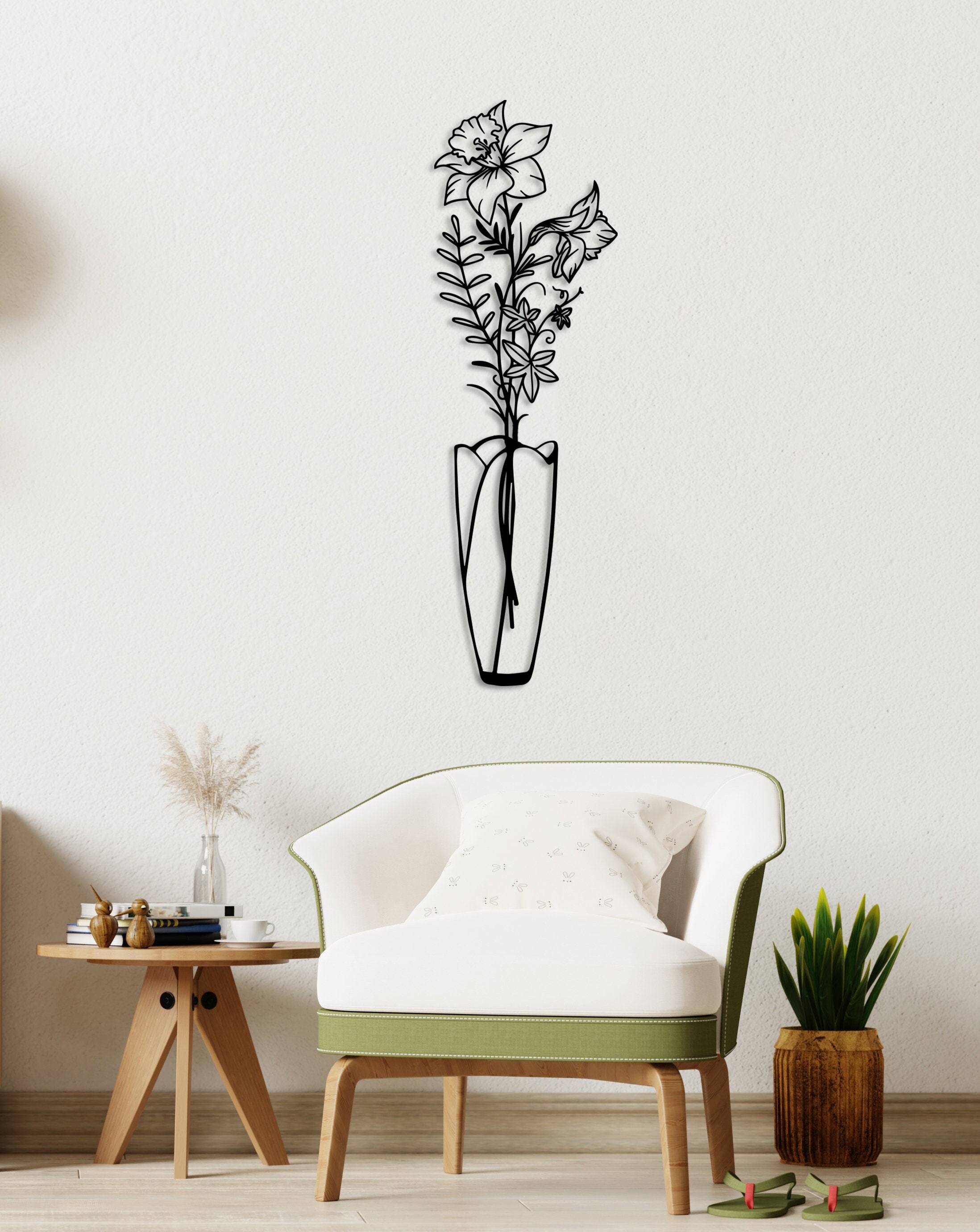 March Moon of Vase Flower Wall Deco, March Birthday Gift Special Design Floral Themed Metal Art, Personalized vase Flowers for Mother's Gift