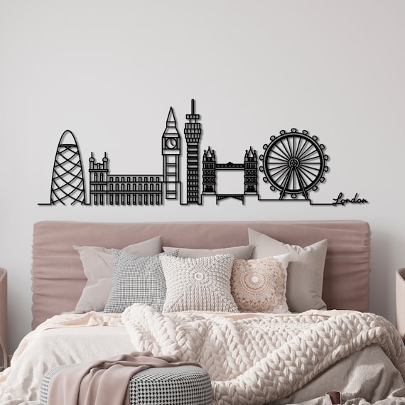 London City Skyline Metal Wall Art: Modern Silhouette Decor