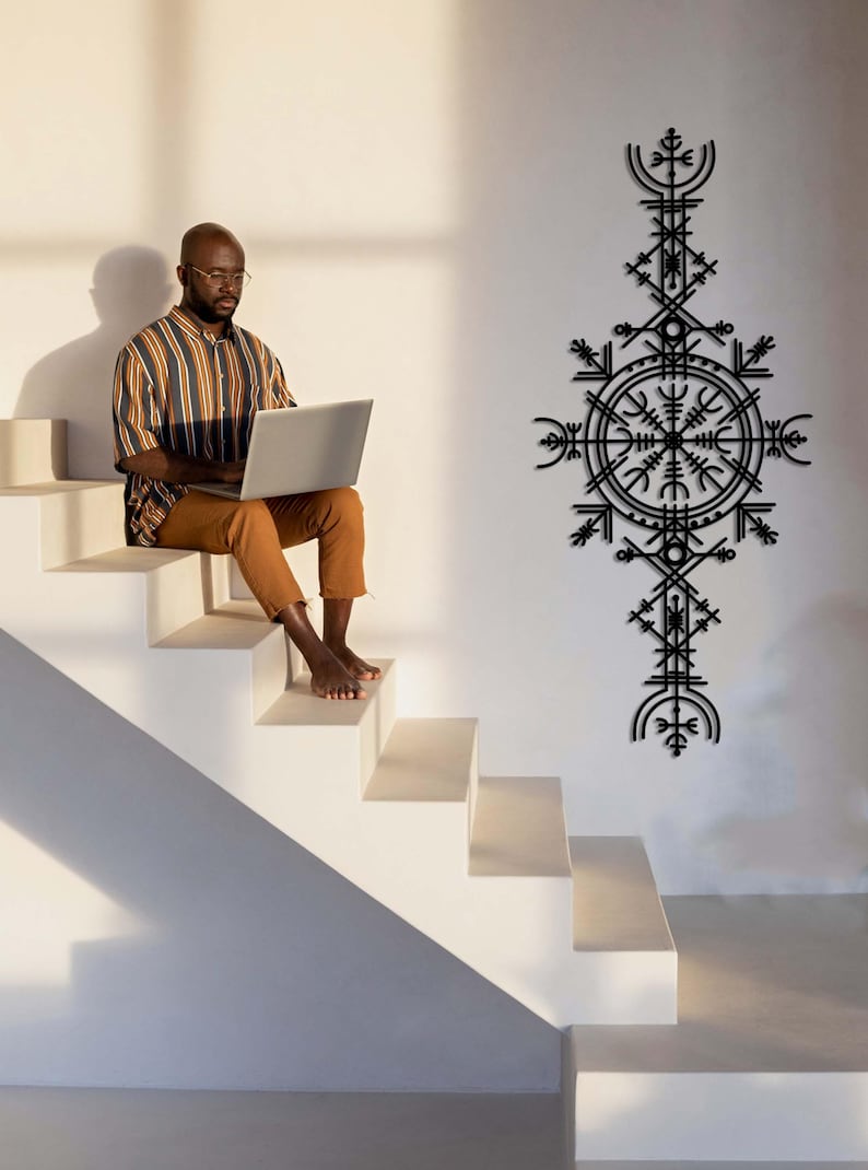 Viking Wayfinders Wall Decor, Viking Compass Symbol Metal Wall Art