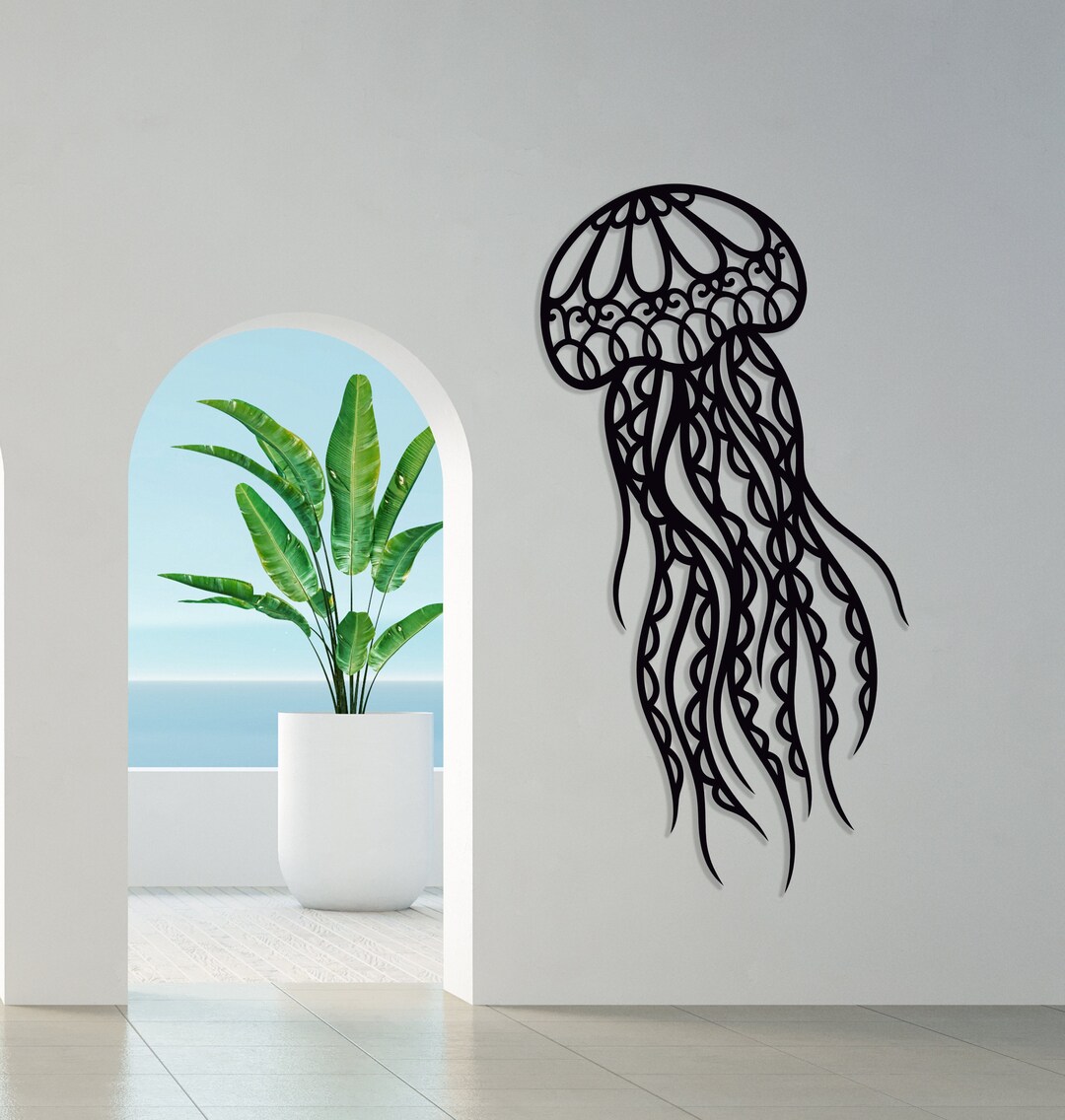Jellyfish Metal Wall Decor , Oceans Metal Wall Decor , Hausewarming Home Metal Wall Gift