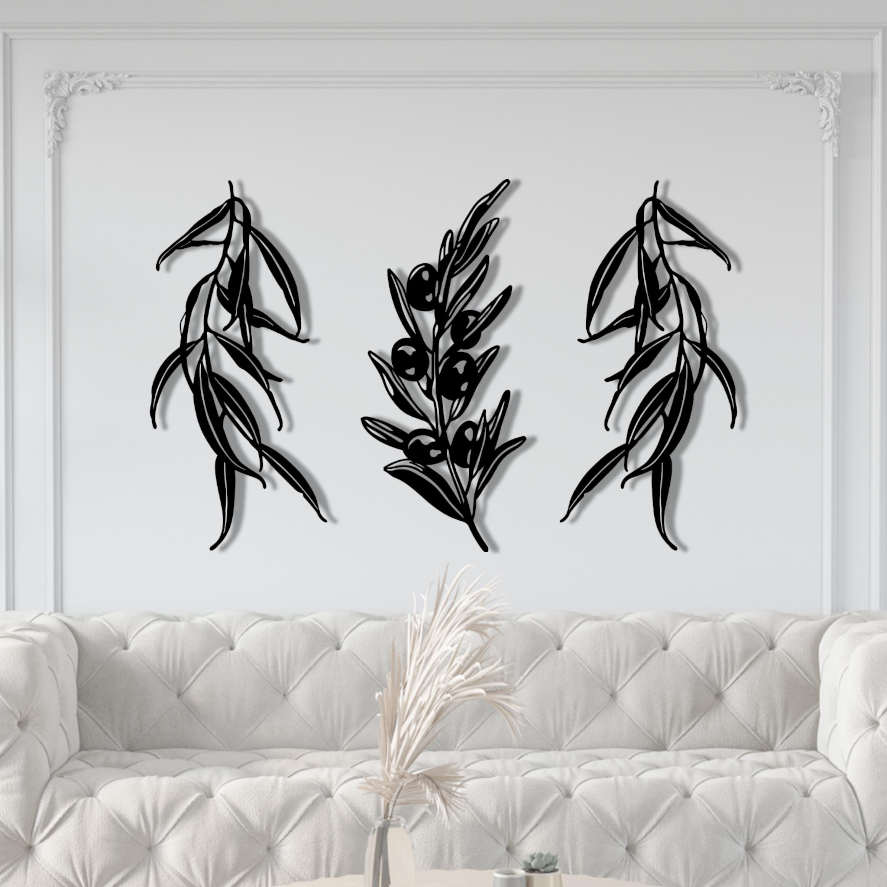 Metal Olive Branch Wall Art: Minimalist Rustic Home Decor - Etsy