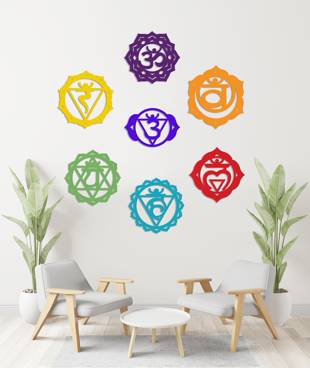 Chakra Metal Wall Art Set / Yoga Meditation Decor (7 Piece) - Etsy