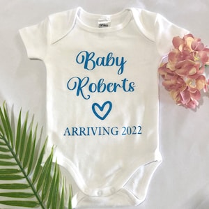 Personalised baby clothes, baby bodysuit, pregnancy announcement, custom baby suit, baby romper, baby gift, grandparents gift, baby idea