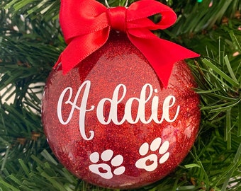 Pet Glitter Christmas bauble, Glitter Xmas bauble, Personalised Pet Ornament, Custom Pet Decoration, Dog Cat Bauble, Furbaby Xmas Ball