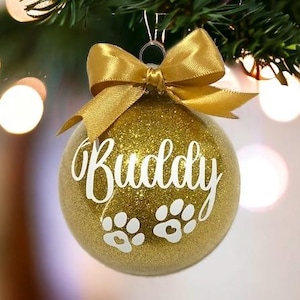 Pet Glitter Christmas bauble, Glitter Xmas bauble, Personalised Pet Ornament, Custom Pet Decoration, Dog Cat Bauble, Furbaby Xmas Ball