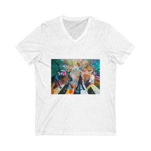 Beatles Unisex Jersey Kurzarm V-Ausschnitt T-Shirt
