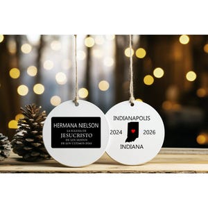 LDS Missionary Keepsake Christmas Ornament. Double-sided Ceramic Ornament