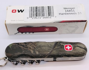 WENGER GREEN REALTREE Hardwoods 10 85mm Pocket Swiss Army Knife Vintage Nib 002/95