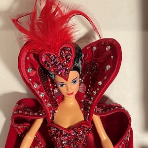 Bob Mackie Queen of Hearts Barbie Doll 1994 Timeless Creations , Artist sketch included , 7th in the Bob Mackie Barbie Collection