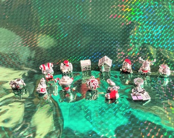Abalorios navideños compatibles con pulseras Pandora: Adorno, Bufón, Papá Noel, Muñeco de nieve, Chocolate caliente, Regalos, Alce, Casa, Igor, Chapado en plata