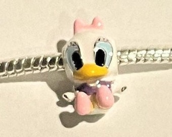 Baby Daisy Duck Charm, Daisy Duck , Baby Donald Duck , 925 Sterling Silver, Fits Pandora Bracelets