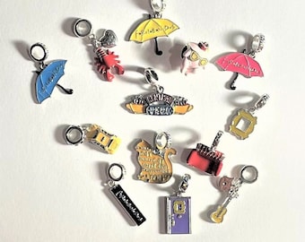 Friends Inspired TV Series Charms fits Pandora Bracelets , Door , Lobster , Door , Couch ,Central Perk ,Turkey ,Umbrella,Cat,Guitar , 925 SS