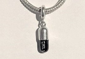Chill Pill Charm , Fits Pandora Bracelets , Take a Chill Pill , Relax , Nurse gift , Doctor gift , 925 SS