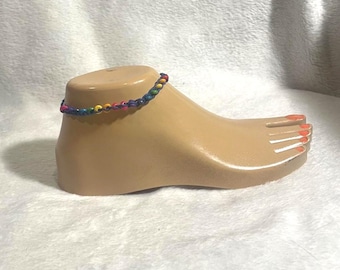 Beaded woven Wood Ankle Bracelet, Macrame Boho Anklet, Adjustable tie on, beaded Anklet , One size fits most , choose