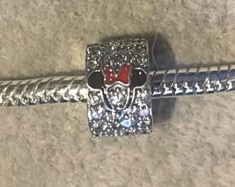 Disney Parks Mickey Minnie Clip Charm , Mickey Mouse , Minnie Mouse , Charm for Pandora Bracelet , 925 Sterling Silver , CZ , gift for her
