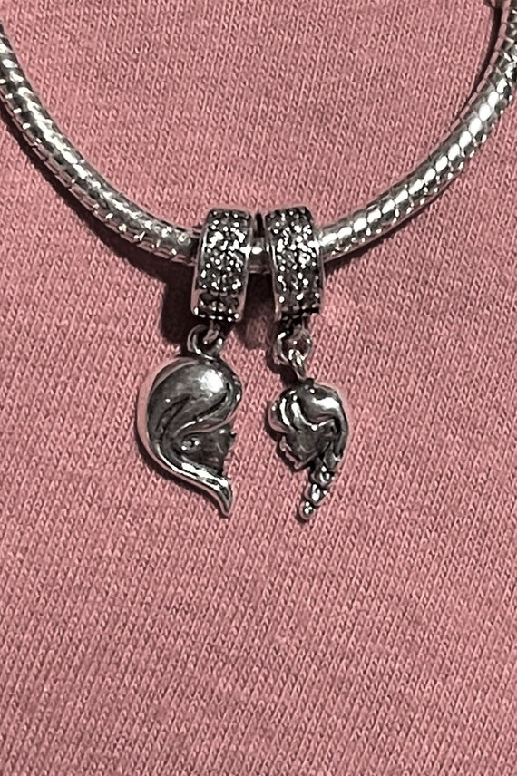 Mom Daughter Necklace Bracelet Set Silvery Half Heart Letter - Temu