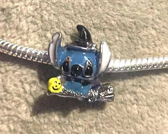 Sterling Silver Stitch Halloween witch Charm , Lilo & Stitch , Charm for Bracelets , 925 Sterling Silver , gift for her