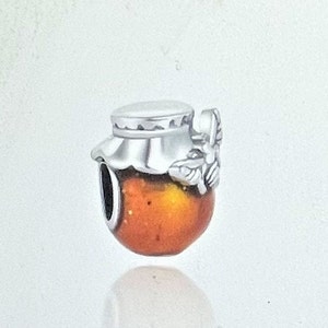Honey Jar Charm fits Pandora Bracelets , Bumble bee Charm , Honeybee charm , 925 Sterling Silver
