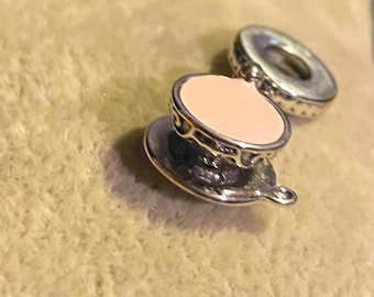 Enchanted Tea cup Charm , Fits Pandora Bracelets ,  Hot Tea Charm , Drink Charm , 925 Sterling Silver , gift for her