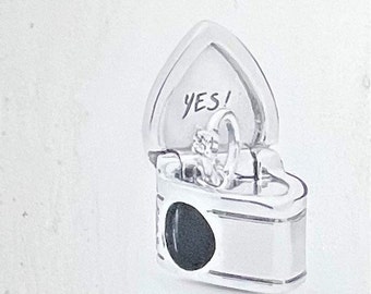 Our Promise Charm fits Pandora Bracelets , Engagement Ring Box Charm , 925 Sterling Silver , Wedding Charm , Anniversary Charm, gift for her