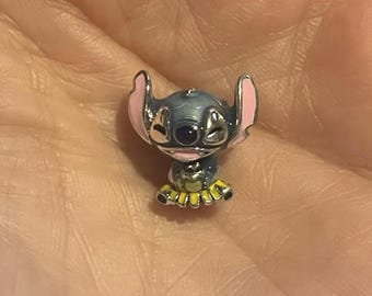 Sterling Silver Stitch hula skirt Charm  ,Lilo & Stitch , Cartoon Charm , Charm for Bracelets , 925 Sterling Silver , gift for her