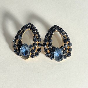 Blue Crystal Pear Shaped Post Earrings  for Women , Crystal Post Earrings , Bridal Crystal Pear Shaped Earrings