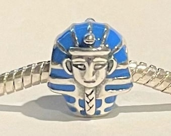 Pharaoh Charm , Fits Pandora Bracelets , Egyptian Charm , 925 Sterling Silver