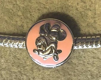 Minnie Mouse Head Charm , Minnie Mouse Icon Charm , Double sided Charm , Fits Pandora Bracelets , 925 Sterling Silver , gift for her