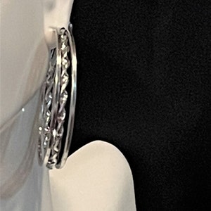 Silvertone Large Hoop Earrings  , Boho Hoop Earrings , Jewelry For Women/Girls