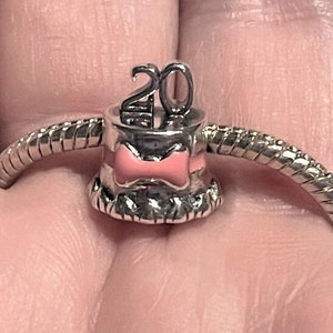 20 Birthday Charm for Pandora Bracelet , Birthday Cake Charm , Celebration Charm , Milestone Birthday Charm ,  925 Sterling Silver