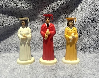 Vintage Plastic Graduate Cake Topper , Male Graduation Figurine , Female Graduation Figurine , 4 1/2", choose